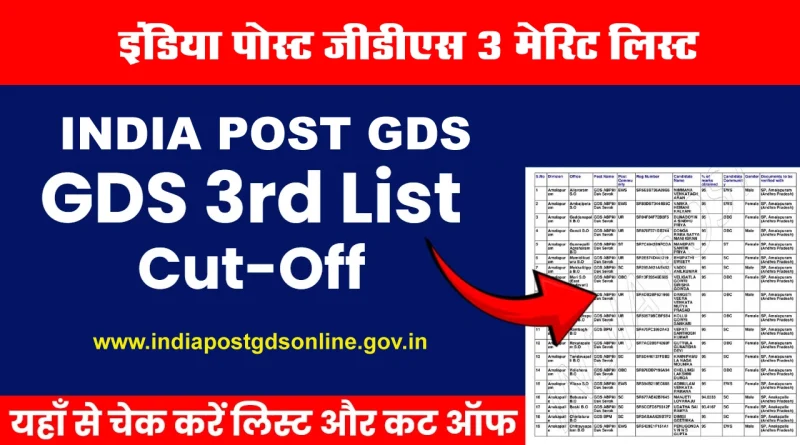 इंडिया पोस्ट जीडीएस तीसरी मेरिट लिस्ट 2025